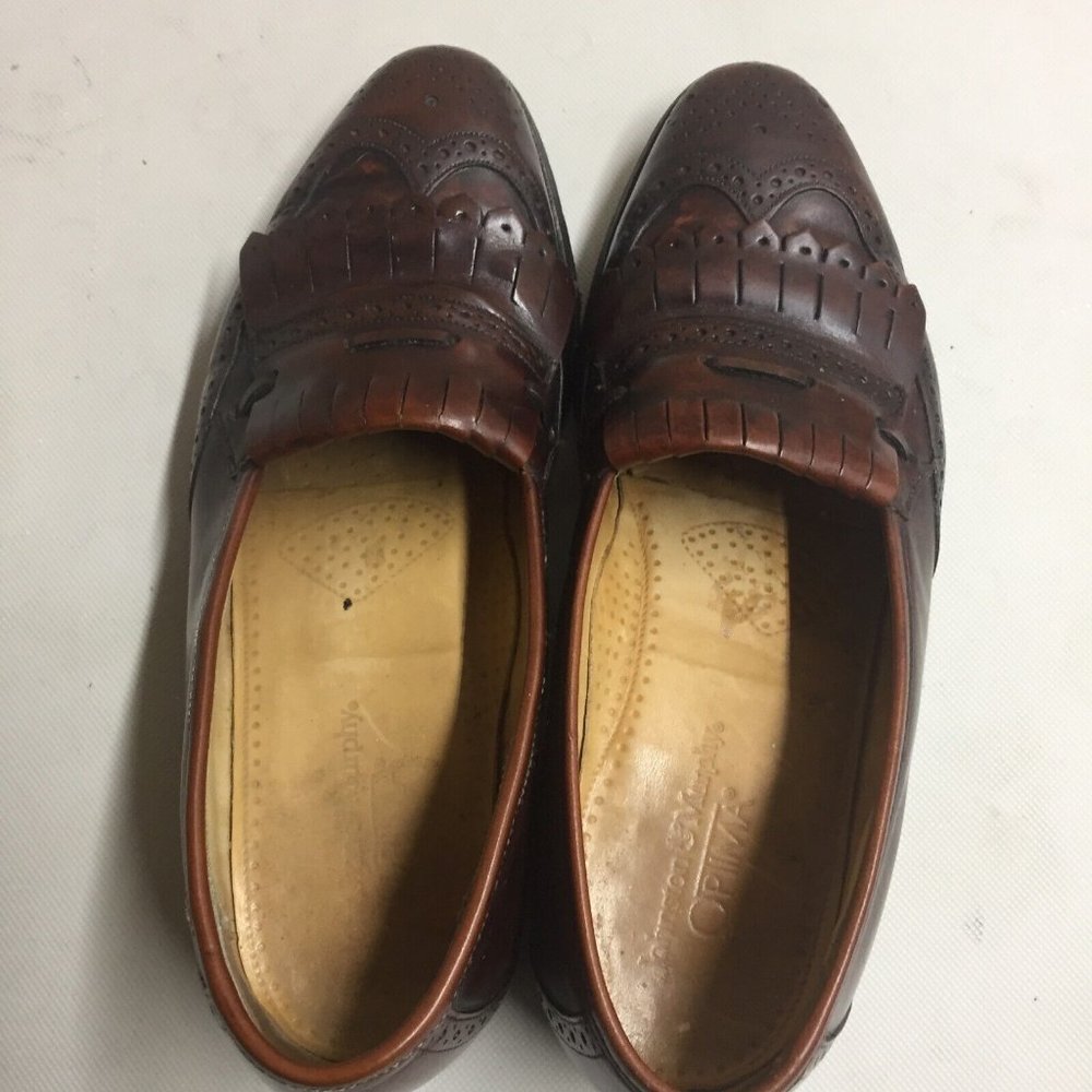 Johnston & Murphy Optima Brown Wingtip Brogue Tassel Kiltie Slip-On Loafer 8 D/B View 5